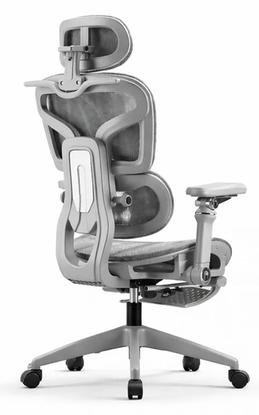 Scaun ergonomic, Sezut Translatie, cotiere 9D, tetiera 6D, suport lombar reglabil, spătar reglabil inaltime, pivotant, suport picioare, Gri