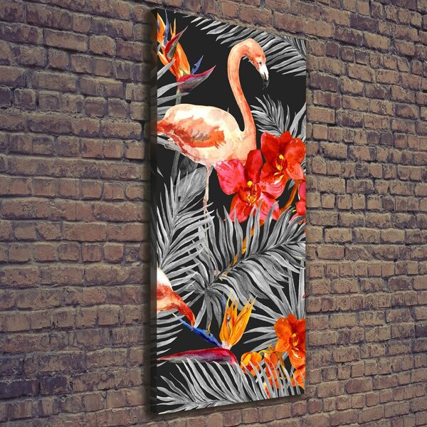 Imprimare tablou canvas Flamingos și flori