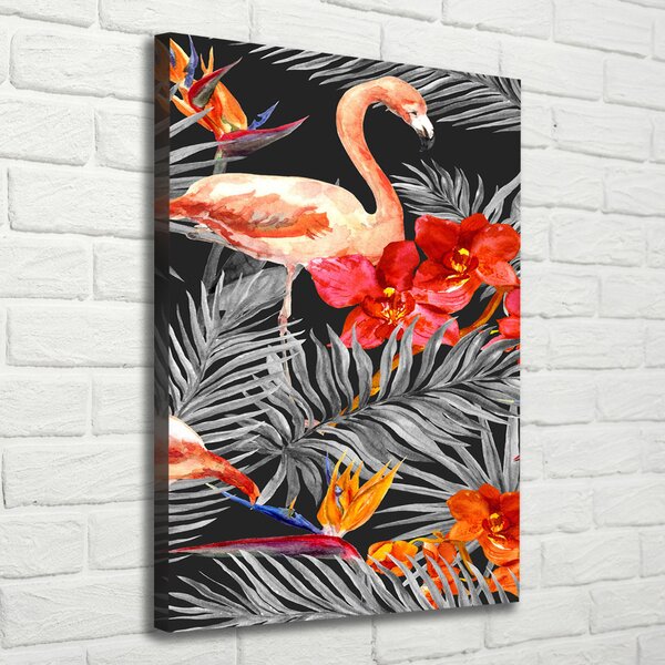 Imprimare tablou canvas Flamingos și flori
