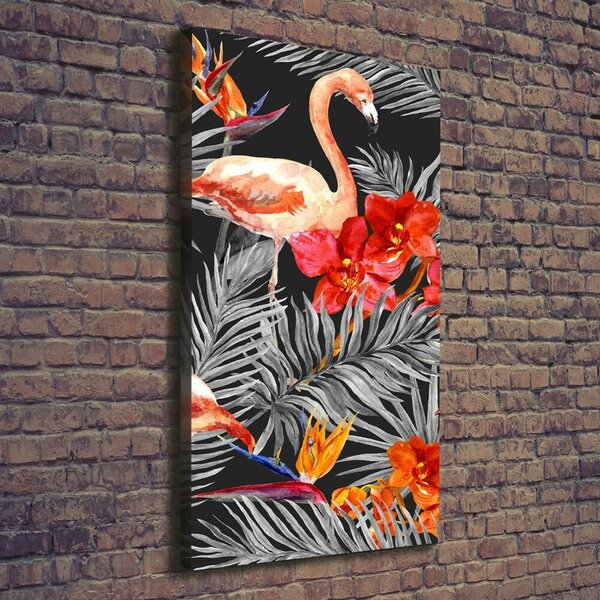 Imprimare tablou canvas Flamingos și flori