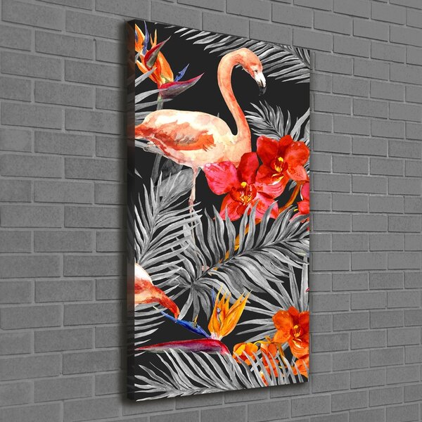 Imprimare tablou canvas Flamingos și flori