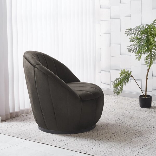 Fotoliu Rotativ – Design Modern și Confortabil, Material Textil, stofă Monolith Maro Inchis