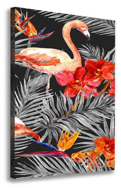 Imprimare tablou canvas Flamingos și flori