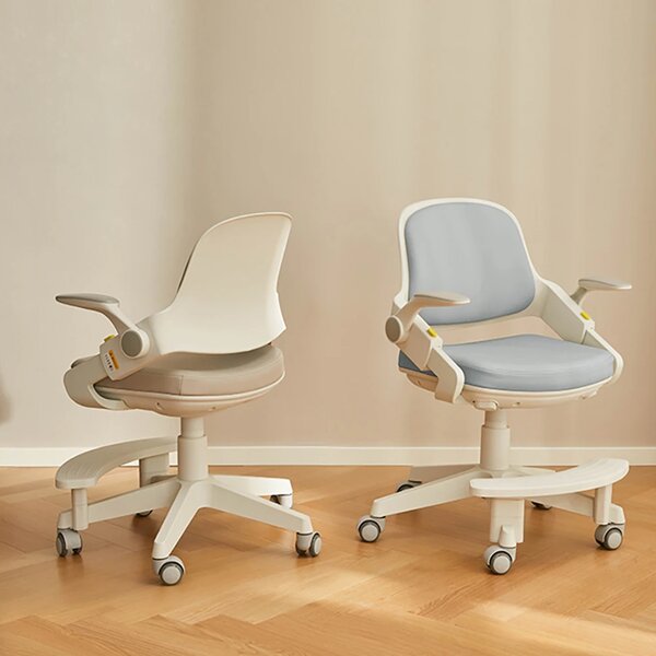 JUNIOR STUDY PRO – Scaun ergonomic rotativ pentru copii, reglabil pe înălțime, suport picioare reglabil, rotativ 360°, roți cu blocare automată, Albastru