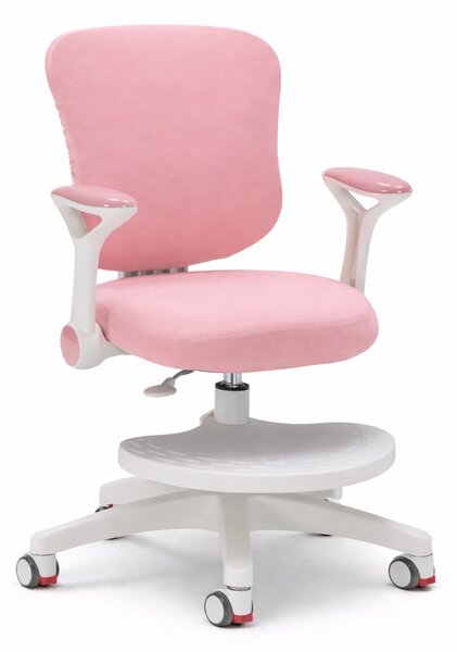 JUNOVA AERIS – Scaun ergonomic pentru copii, cu suport lombar, spătar ergonomic mesh, reglaj pe înălțime, șezut din spumă, și suport pentru picioare, Roz