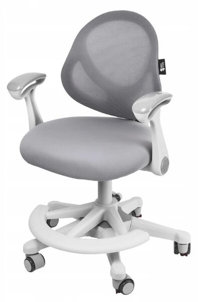FlexGrow Junior YB1059 - Scaun Ergonomic pentru Copii, spatar reglabil, cotiere reglabile, inaltime reglabila, suport picioare ajustabil, Mesh, Gri