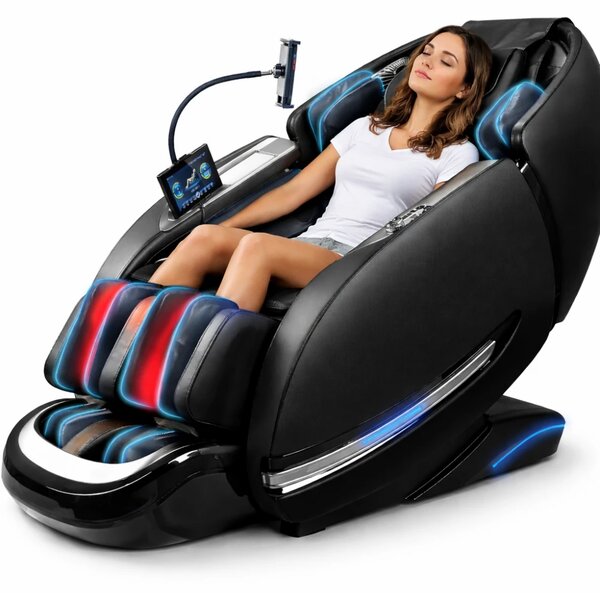 Fotoliu de masaj LUXOR L183 PRO, AI voce, Incalzire, Bluetooth, Zero Gravity SL-Track Shiatsu, Joystick și suport pentru telefon, Controler rapid cotiera, 2 Boxe, Moduri Automate, Suport Picioare extensibil, Piele PU Premium, Negru