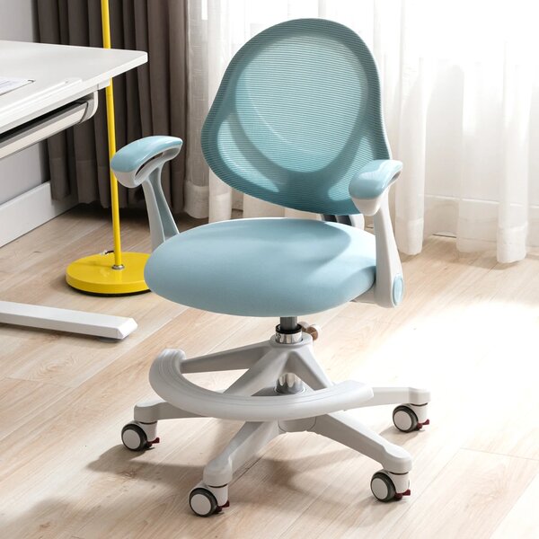 FlexGrow Junior YB1059 - Scaun Ergonomic pentru Copii, spatar reglabil, cotiere reglabile, inaltime reglabila, suport picioare ajustabil, Mesh, Albastru