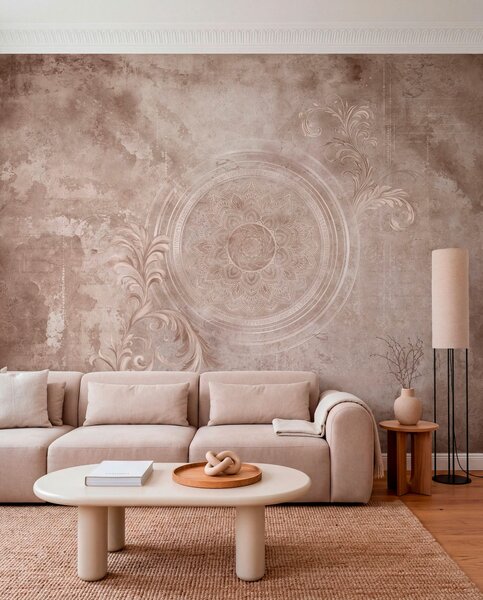 Tapet Motiv circular decorativ pe un fundal texturat, Fototapet în stil vintage, w05727 : Uwalls.ro
