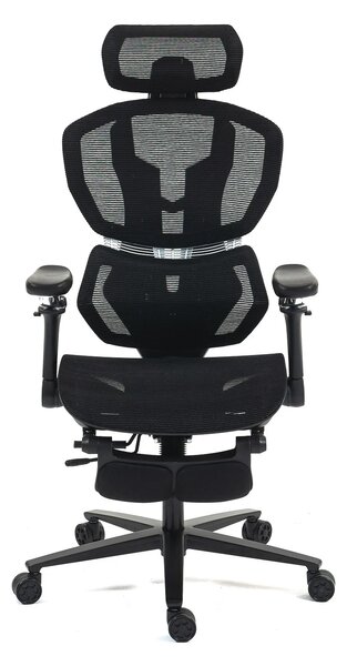 RESIGILAT- ErgoMesh X863 Scaun ergonomic, Sezut Translatie, cotiere 6D, Tetiera 3D, Suport lombar automat, Suport picioare, Baza Aluminiu, Full Mesh, Negru