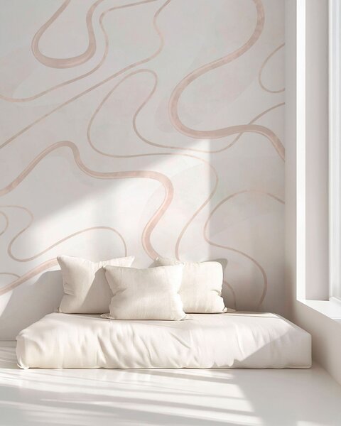 Tapet Linii abstracte, fluide, pe un fundal deschis, Imagini de fundal unice, w05726 : Uwalls.ro