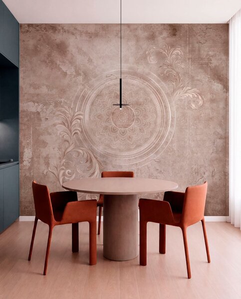 Tapet Motiv circular decorativ pe un fundal texturat, Fototapet în stil vintage, w05727 : Uwalls.ro