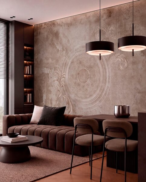 Tapet Motiv circular decorativ pe un fundal texturat, Fototapet în stil vintage, w05727 : Uwalls.ro