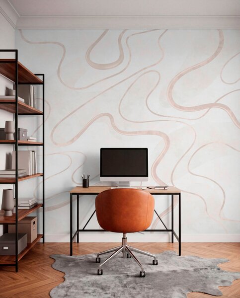 Tapet Linii abstracte, fluide, pe un fundal deschis, Imagini de fundal unice, w05726 : Uwalls.ro