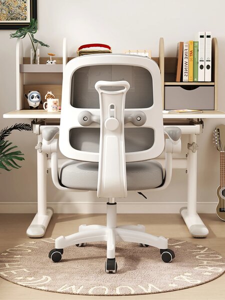Scaun ergonomic pentru copii, spatar reglabil inaltime, rotativ, Gri