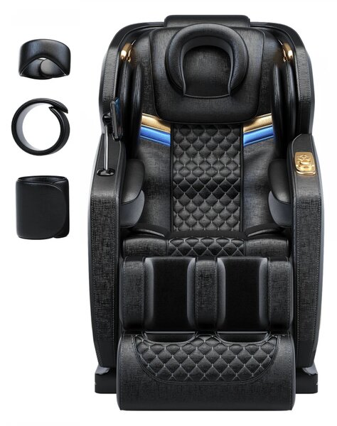 Fotoliu de masaj SULPICIUS, AI voce, Incalzire, Bluetooth, Display, Ecran tactil, Controler rapid cotiera, Zero Gravity, 2 Boxe, Moduri Automate, Suport Picioare extensibil, Piele PU Premium