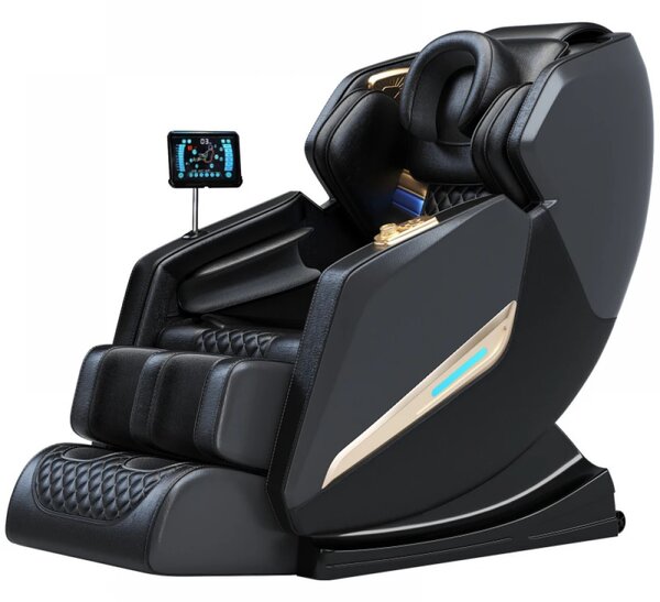 Fotoliu de masaj SULPICIUS, AI voce, Incalzire, Bluetooth, Display, Ecran tactil, Controler rapid cotiera, Zero Gravity, 2 Boxe, Moduri Automate, Suport Picioare extensibil, Piele PU Premium