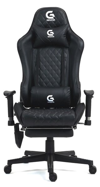 Scaun gaming, Masaj in 7 puncte, Boxe Bluetooth, funcție șezlong, 90-180 grade, suport picioare, sezut benzi elastice sustinere suplimentara, PU, Negru