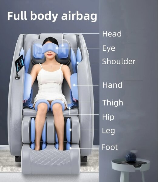 Fotoliu de Masaj TROIAN, cu Incalzire, AI Voice, Tableta touch screen, Bluetooth, Display, Zero Gravity, 2 Boxe, Moduri Automate, PU