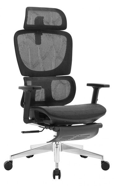 RESIGILAT- Scaun ergonomic Letty, suport picioare, Full Mesh, Negru