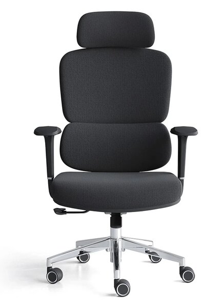 RESIGILAT- Scaun ergonomic Robbin-H, mecanism multifunctional, suport lombar, material textil, Negru