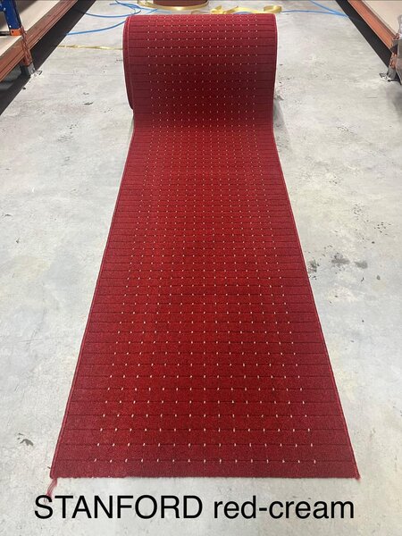 Traversa Antiderapanta Hol Bucatarie, Model Stanford Red Cream, Rosu 80 x 500