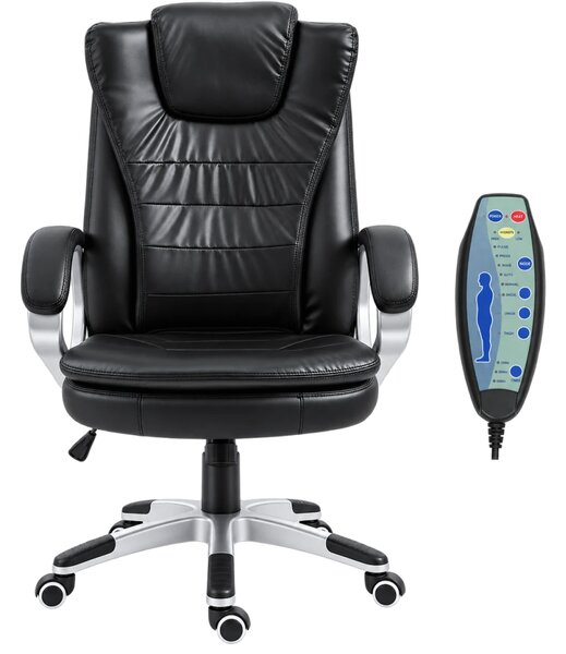Scaun Directorial cu Masaj, Telecomanda, Piele PU, Negru
