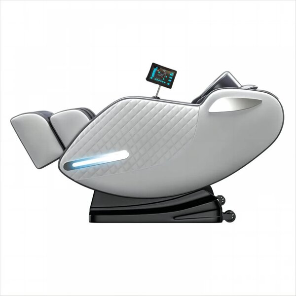 Fotoliu masaj IGNIUS, AI Voice, Incalzire, Bluetooth, Tableta ecran tactil color, Zero Gravity, 2 Boxe, Moduri Automate, Reglarea intensității masajului, Piele PU Premium, Gri
