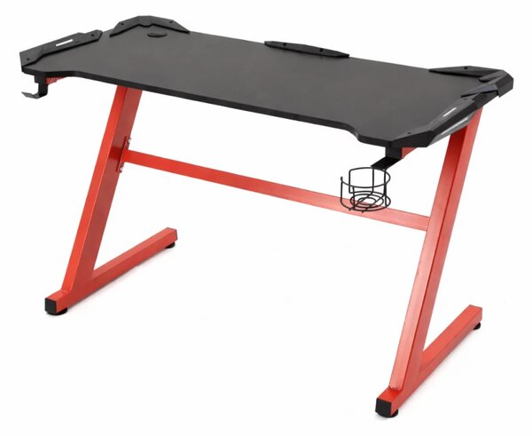 Birou gaming SIG 03R, sistem iluminare LED, bază metalică în formă de Z, picioare reglabile, 120x60x76 cm