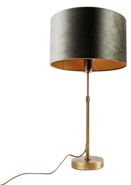 Lampă de masă bronz cu abajur de catifea verde 35cm - Parte