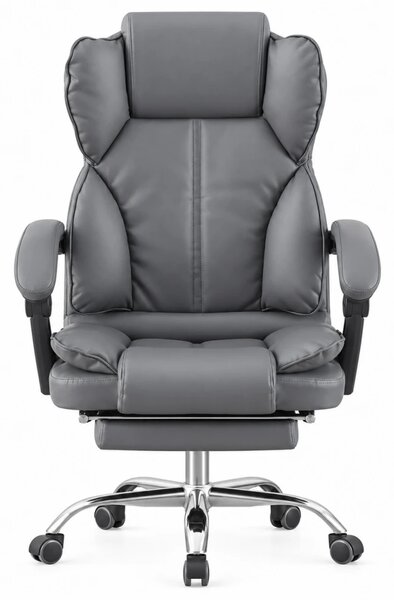 Scaun directorial, suport picioare, funcție recliner, SIB 818, piele ecologica, Gri