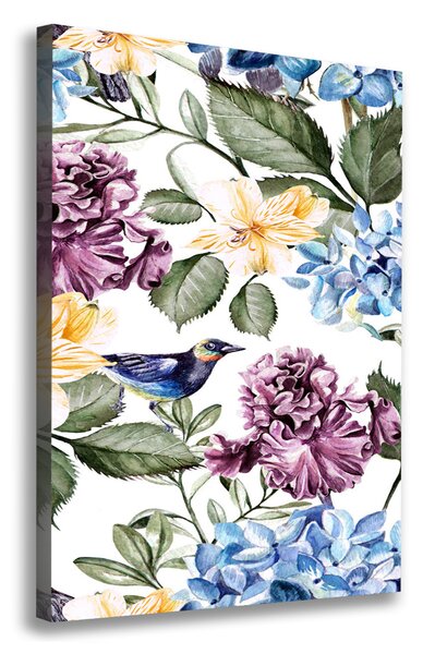 Tablou canvas Flori și păsări