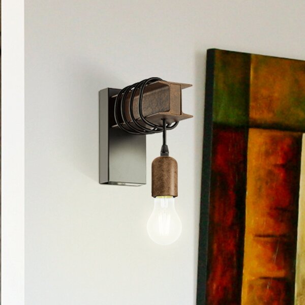 EGLO Aplică de perete Townshend din oțel, maro, reglabil, Maro / Rugină, Camera de zi / sufragerie, Metal, Design industrial