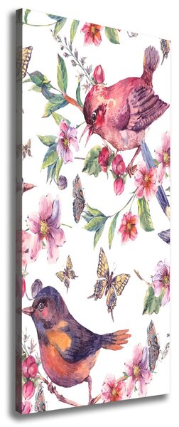 Tablou canvas Păsări flori fluturi