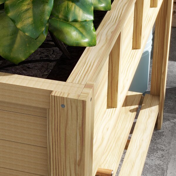 Outsunny Jardinieră pe picioare cu separator detașabil, raft, inserturi pentru irigare, material geotextil de drenaj 115L x 46l x 75Î cm | Aosom Romania