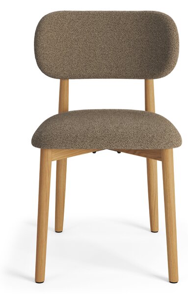 MAZZONI EXPORT ALMO Maro Taupe (material Monza 40)/cadru stejar lăcuit - SCAUN DIN LEMN BOUCLÉ PENTRU SALON SUFRAGERIE BUCĂTĂRIE RETRO
