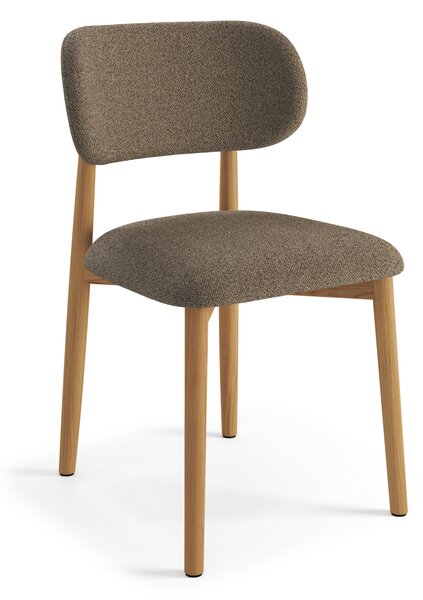 MAZZONI EXPORT ALMO Maro Taupe (material Monza 40)/cadru stejar lăcuit - SCAUN DIN LEMN BOUCLÉ PENTRU SALON SUFRAGERIE BUCĂTĂRIE RETRO