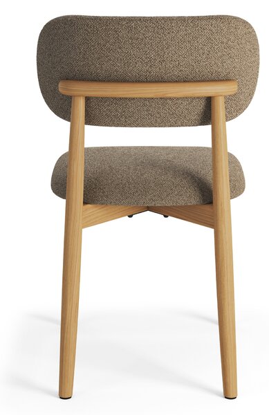 MAZZONI EXPORT ALMO Maro Taupe (material Monza 40)/cadru stejar lăcuit - SCAUN DIN LEMN BOUCLÉ PENTRU SALON SUFRAGERIE BUCĂTĂRIE RETRO