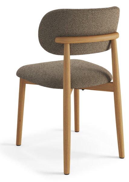 MAZZONI EXPORT ALMO Maro Taupe (material Monza 40)/cadru stejar lăcuit - SCAUN DIN LEMN BOUCLÉ PENTRU SALON SUFRAGERIE BUCĂTĂRIE RETRO