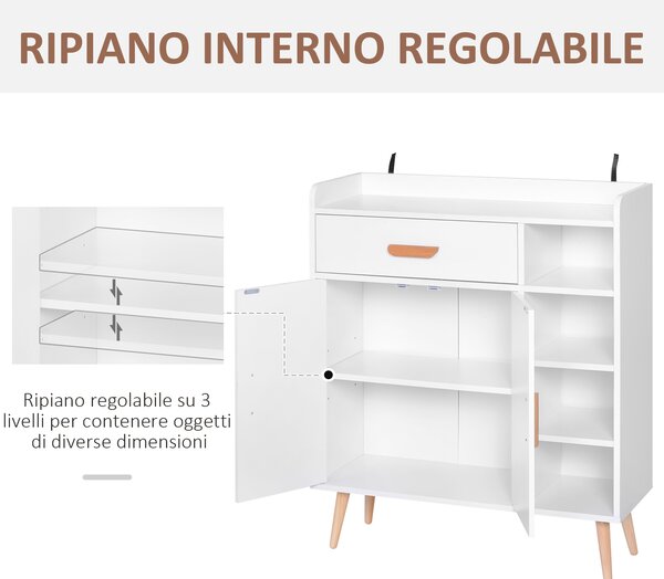 HOMCOM Mobilier Multifuncțional Compact pentru Hol, 80x29.5x96cm, Design Modern, Alb | Aosom Romania