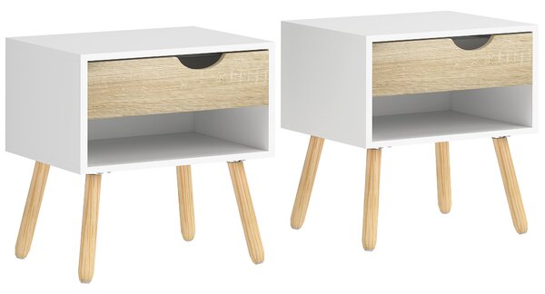 HOMCOM Noptiere Moderne cu Sertar și Raft, Design Modern și Funcțional, Ideal pentru Cameră de Dormit, Albastru | Aosom Romania