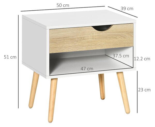 HOMCOM Noptiere Moderne cu Sertar și Raft, Design Modern și Funcțional, Ideal pentru Cameră de Dormit, Albastru | Aosom Romania