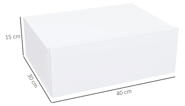 HOMCOM Noptieră Suspendată cu Sertar din PAL, 40x30x15 cm, Alb | Aosom Romania