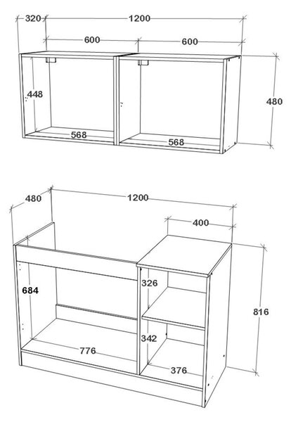 Bucatarie haaus Taco, Alb, L 120 cm