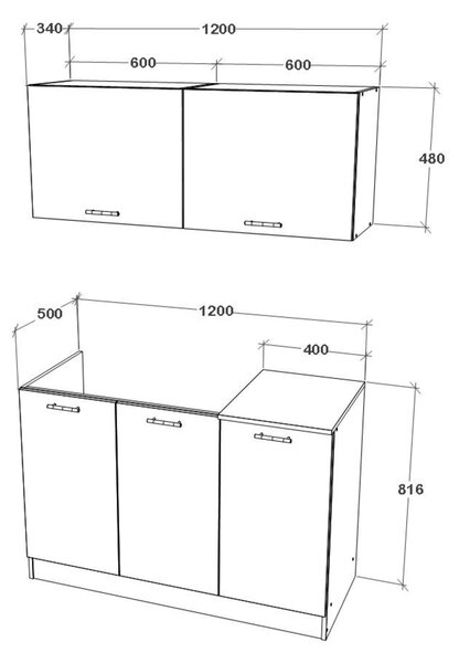 Bucatarie haaus Taco, Alb, L 120 cm