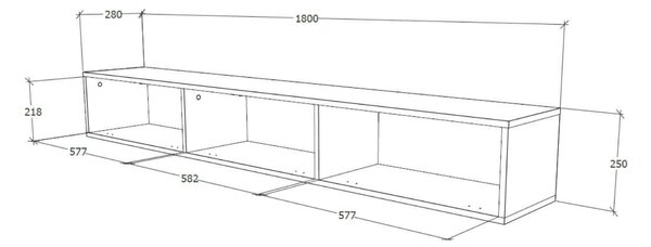 Comoda haaus Elba, Alb, 180 x 30 x 25 cm