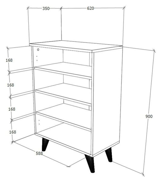 Pantofar haaus Luton, 2 Usi, Stejar Artisan, 62 x 35 x 90 cm