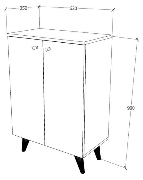 Pantofar haaus Luton, 2 Usi, Stejar Artisan, 62 x 35 x 90 cm