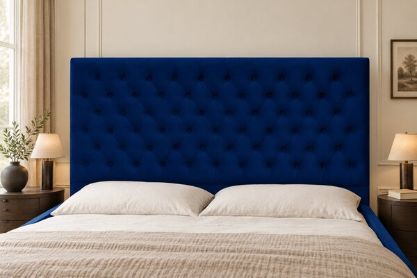 Pat tapițat Monza Deluxe 120×200 cm, bleumarin, cu ladă de depozitare