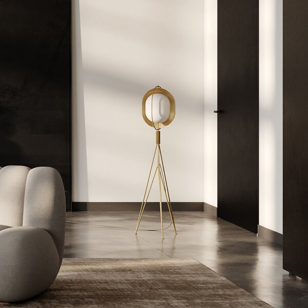 Lampadar 101 COPENHAGEN, Pearl, reglabil, Auriu / Alamă, Camera de zi, Aluminiu, Design
